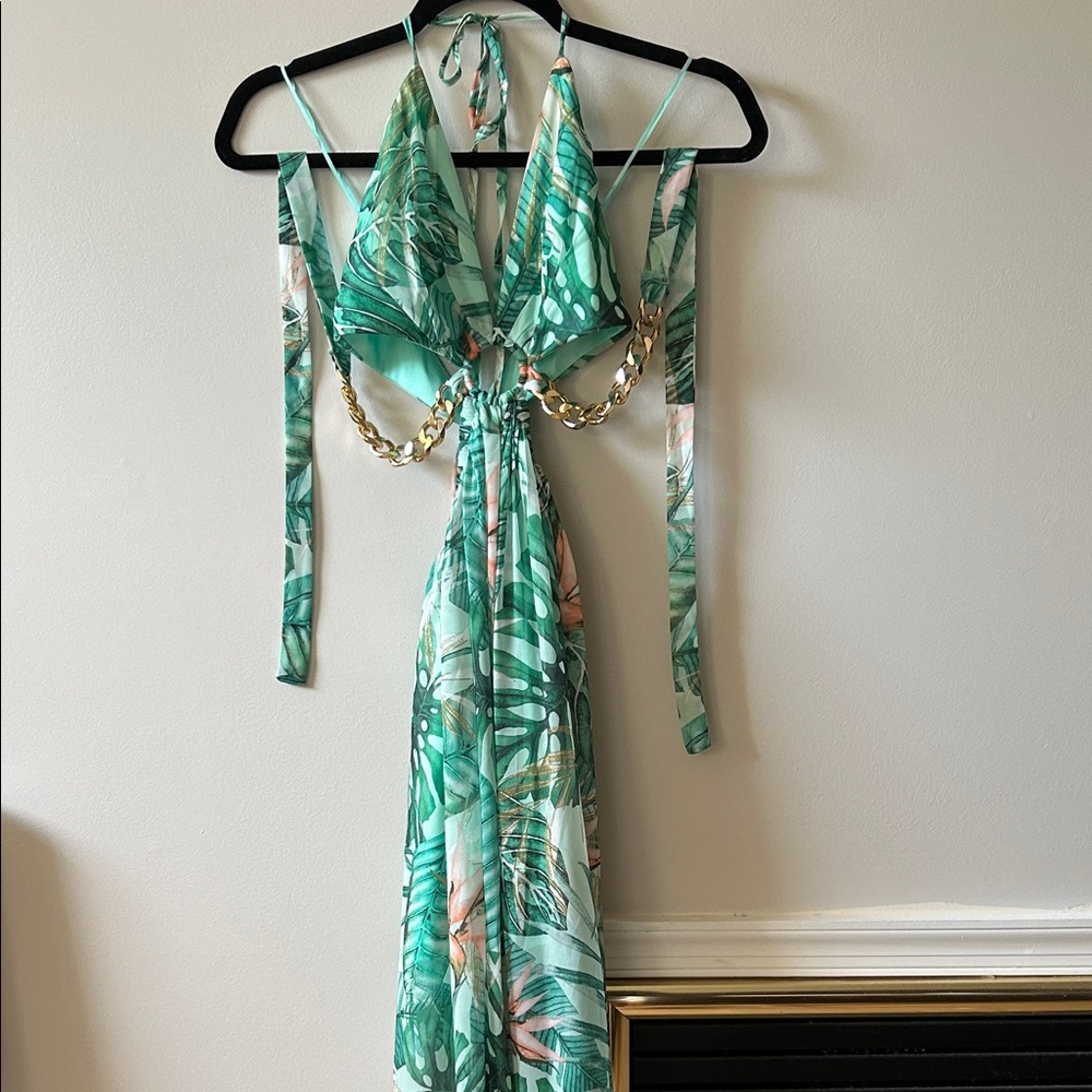 Tropical Green Maxi Dress